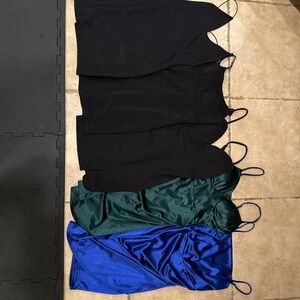 Black, Green, and Blue Dresses